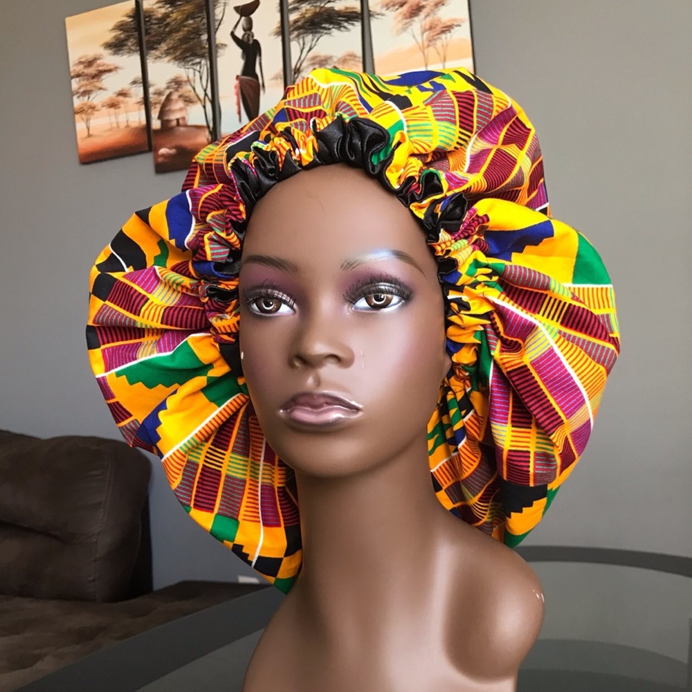 2 in 1 Ankara Bonnet, Ankara Bonnet with Satin